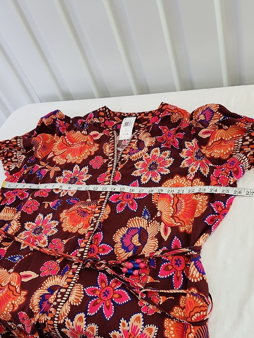 MSK Women's Challis Button Front Brown & Orange Floral Maxi Dress Size 1X NWT - Picture 7 of 8